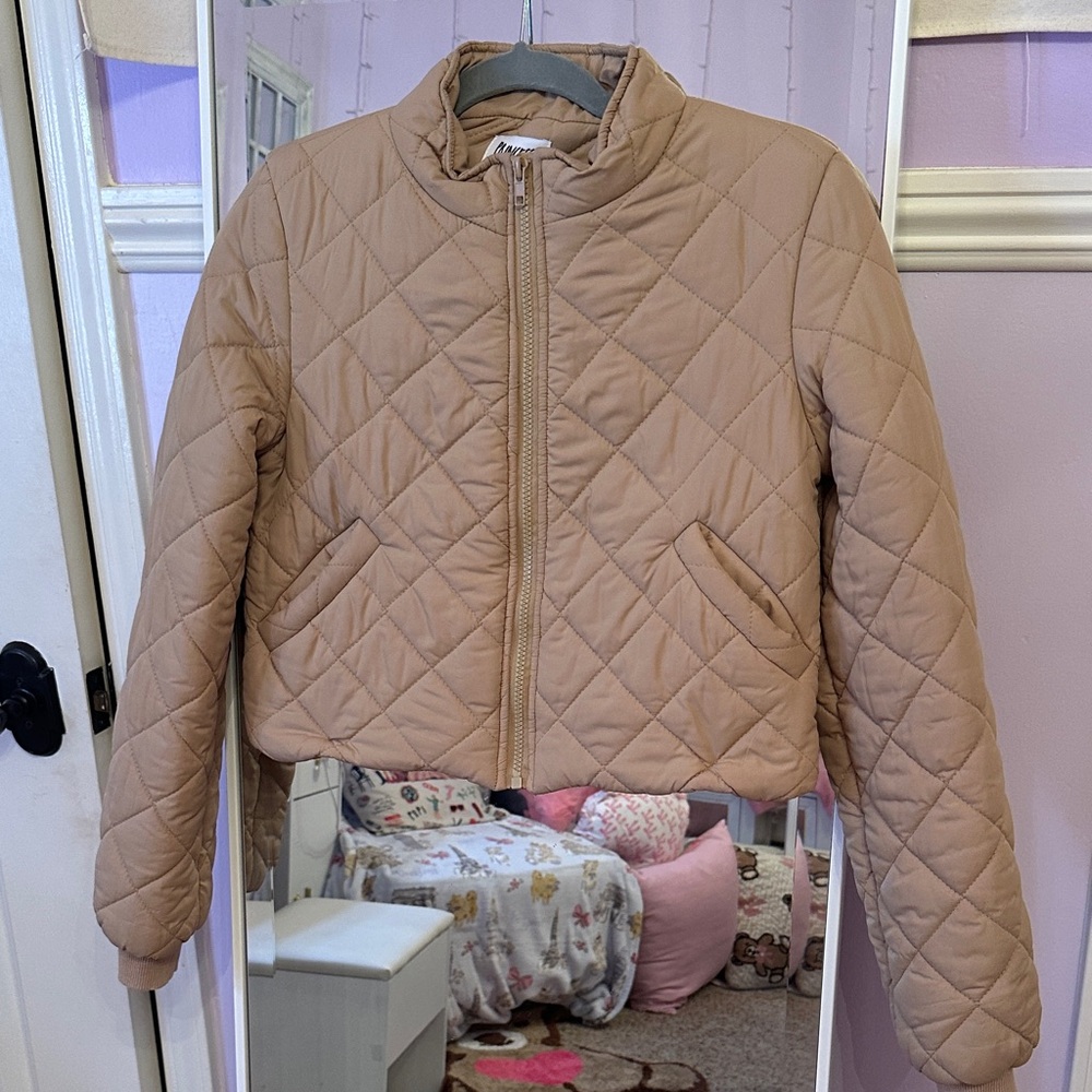 Princess Polly Tan Crop Quilted Jacket